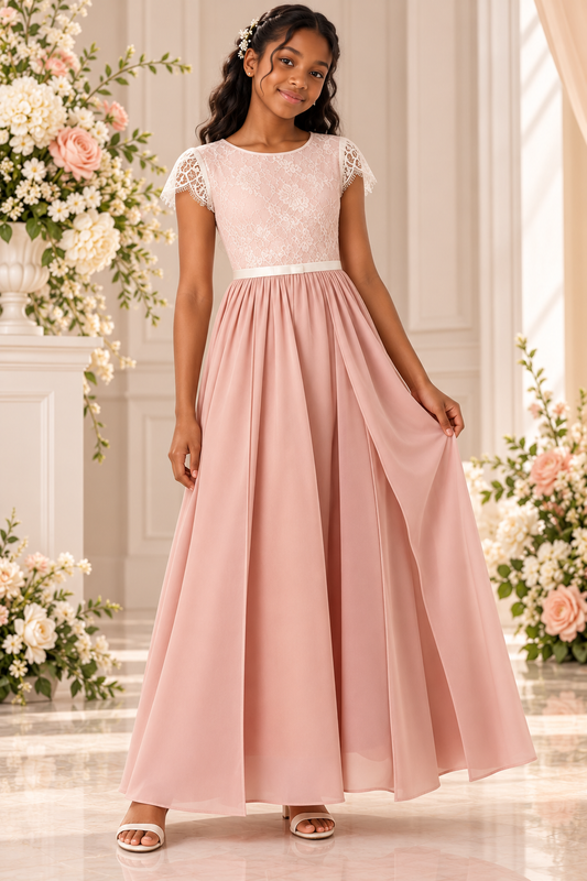Blush Pink Lace Cap Sleeve Occasion Dress