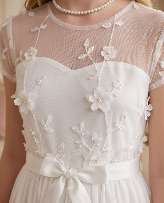 Pearl Garden Communion Dress - full length front view