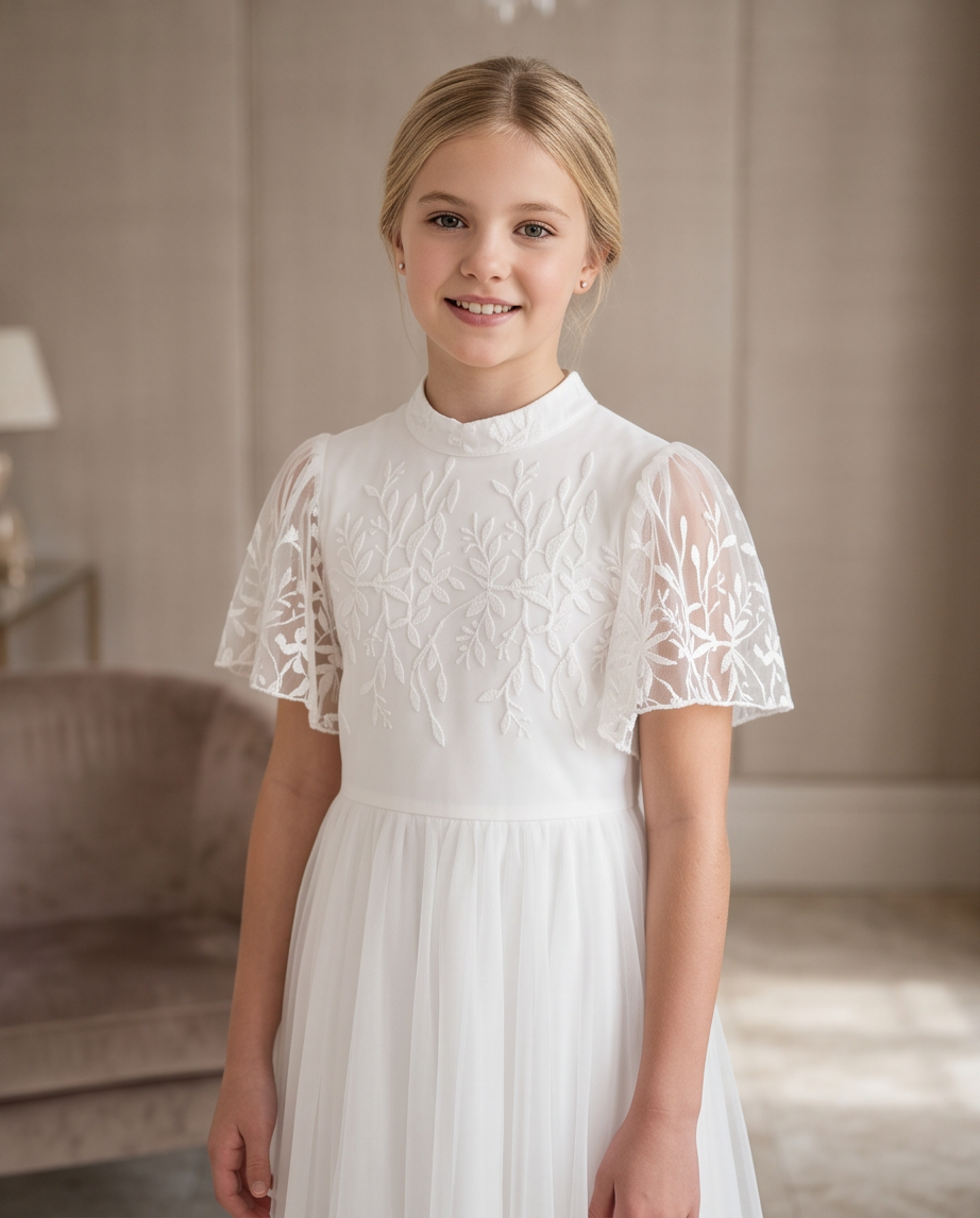 Ivory Blossom Communion Dress - portrait