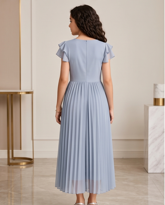 Blue pleated dress