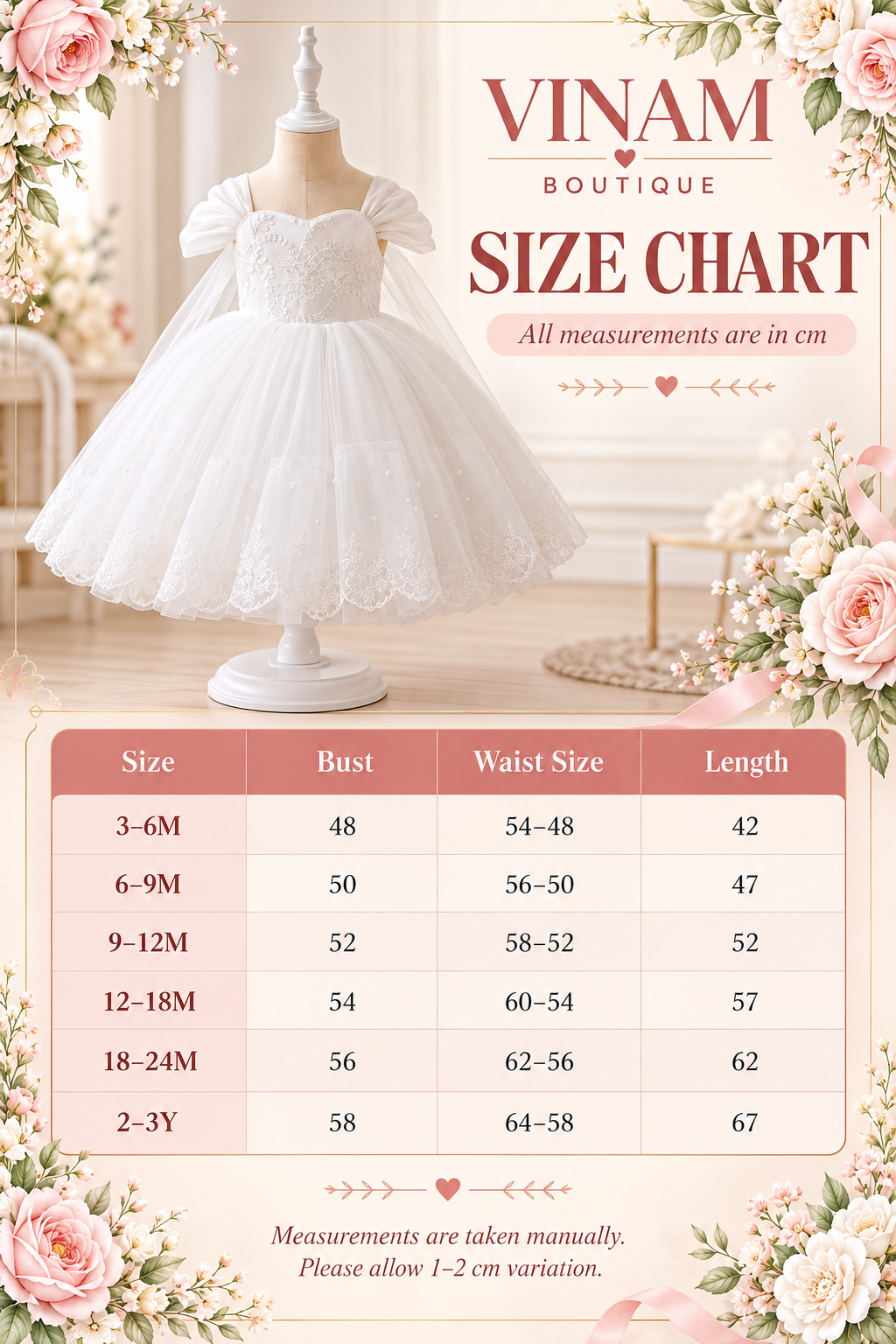 Product size chart