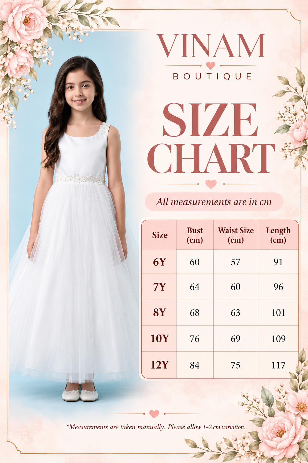Product size chart