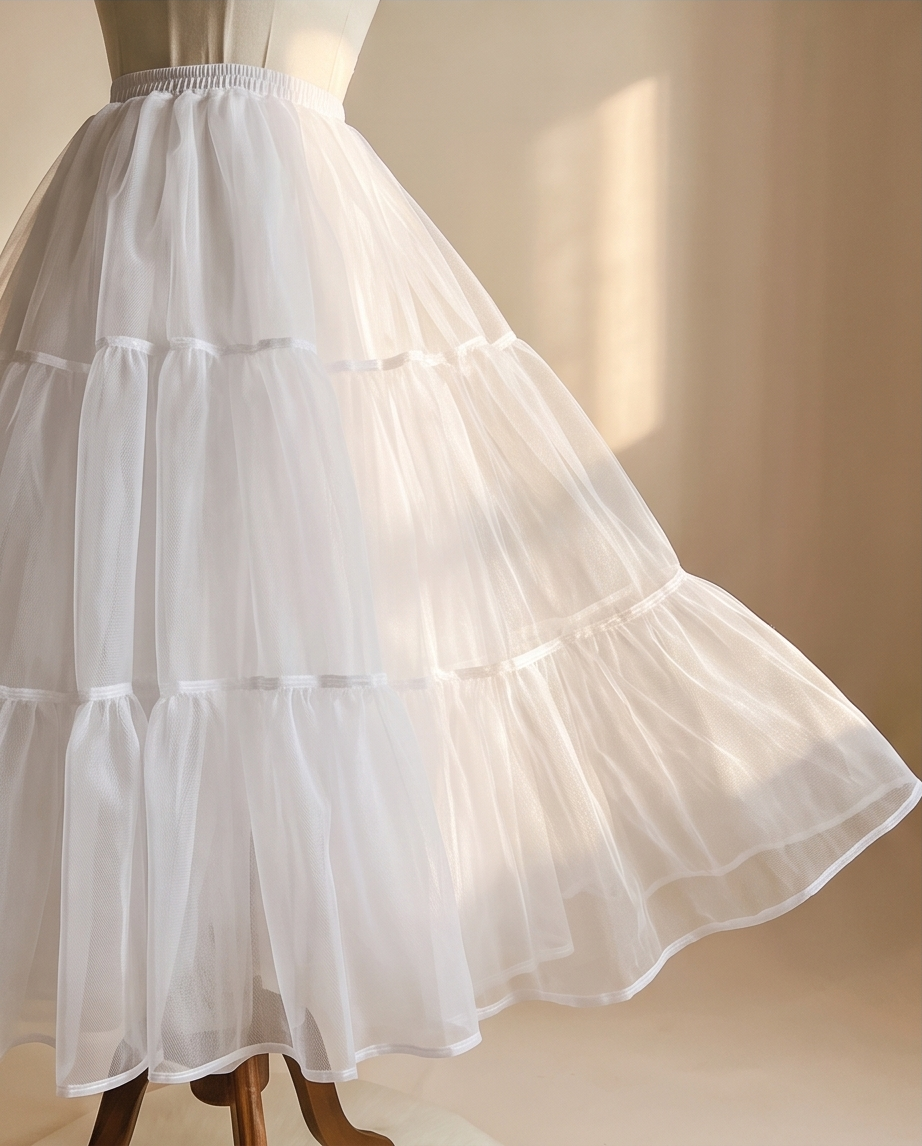 Girls White Four-Layer Tulle Petticoat | Communion & Flower Girl Dress Underskirt