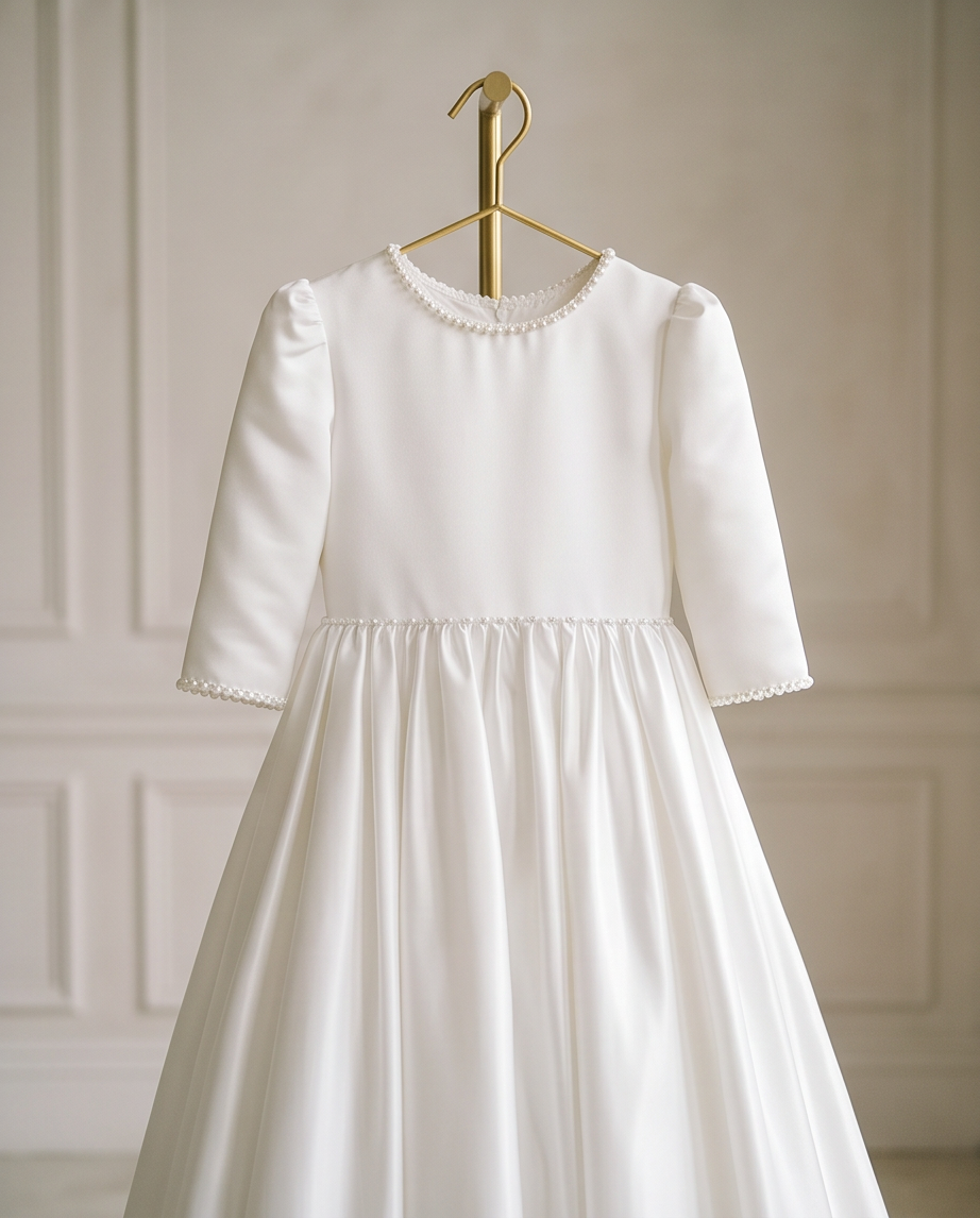 white satin 3/4 dress