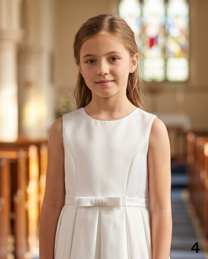 girl wearing a white satin dress