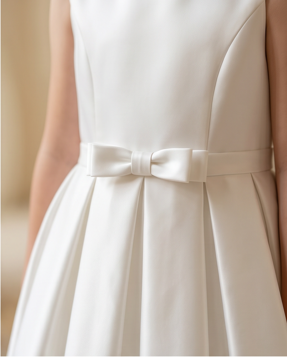 girl wearing a white satin dress