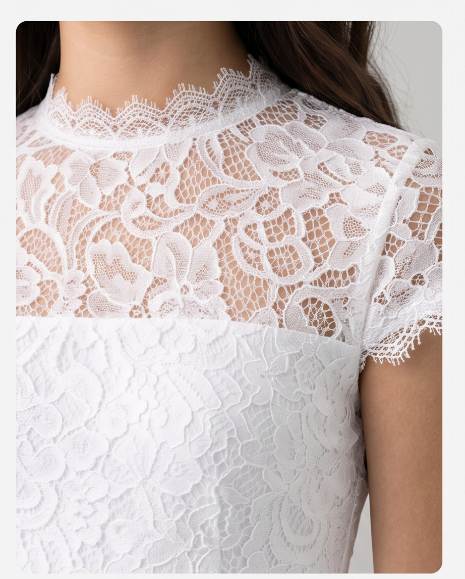 Girl wearing a white chiffon dress