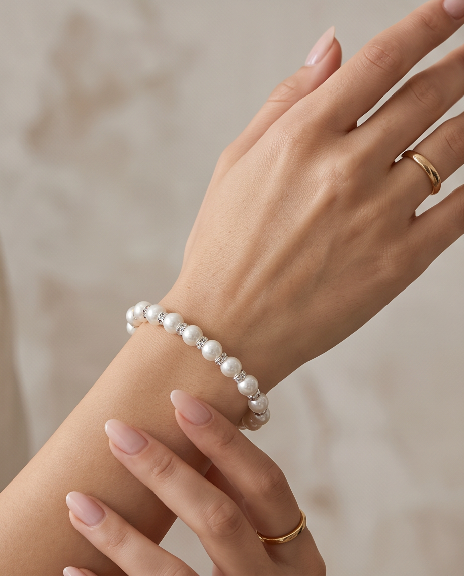 Pearl & Crystal Stretch Bracelet
