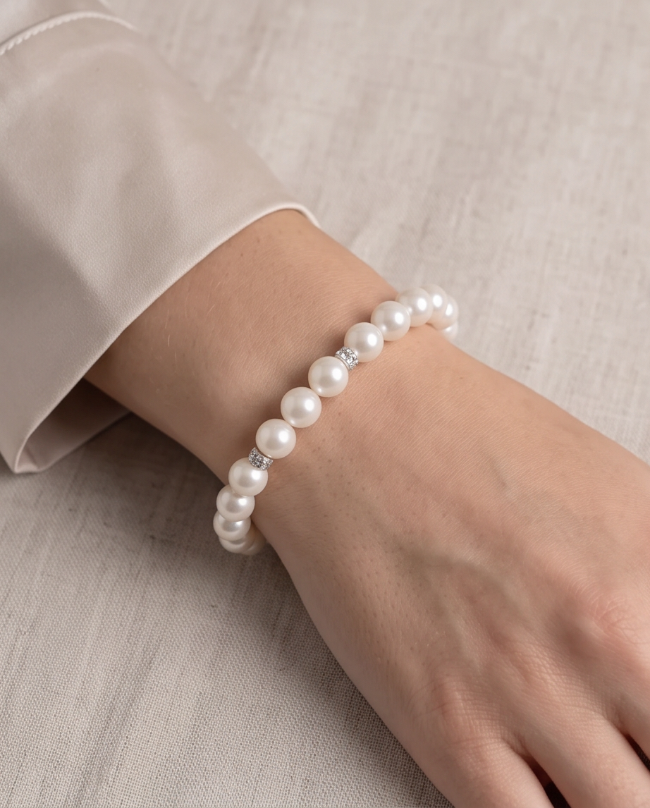 Pearl & Crystal Stretch Bracelet