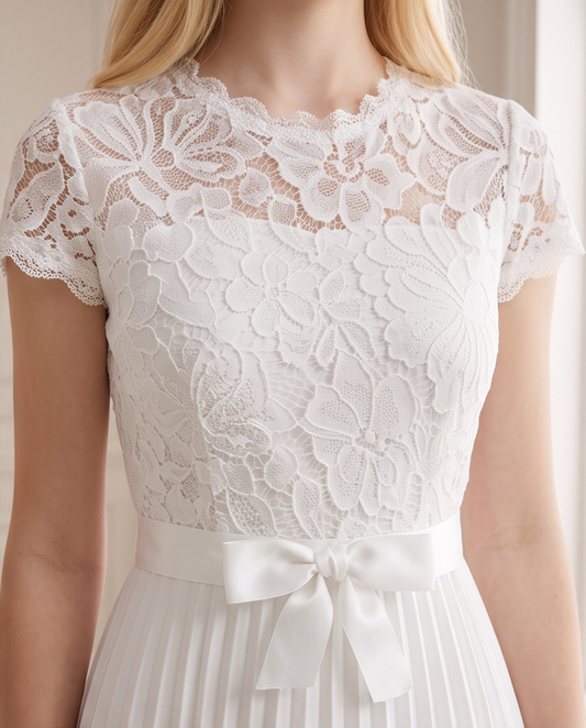 Full length communion dress on model