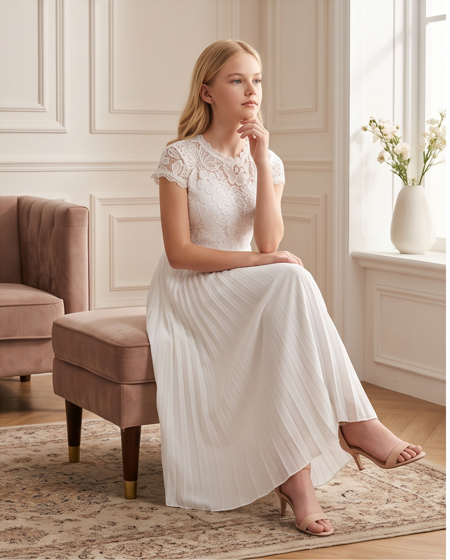Pleated chiffon skirt detail
