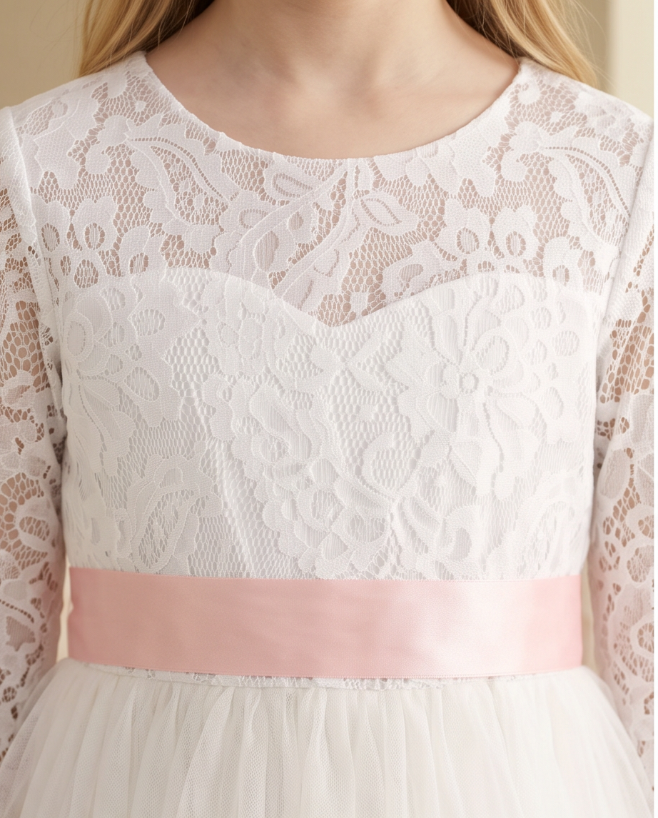 Lace neckline and bodice close-up