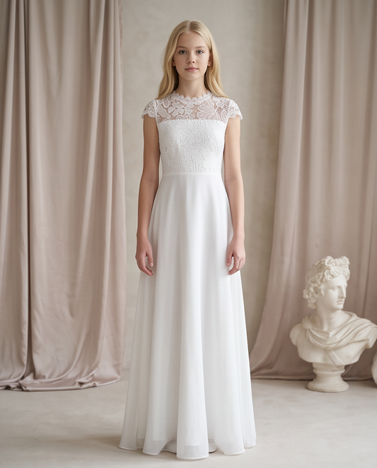 Teen Lace Communion Dress - full length bright setting
