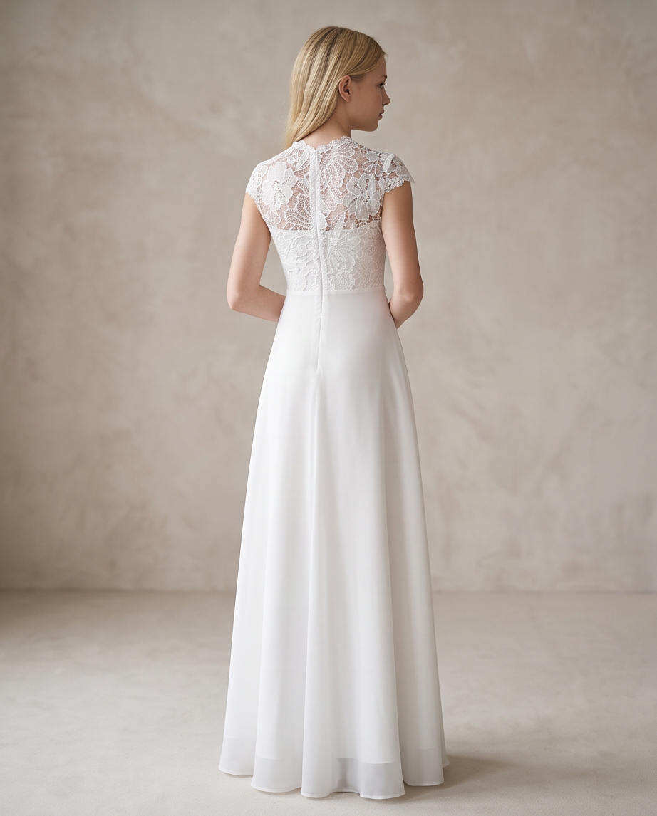 Teen Lace Communion Dress - front detail close up