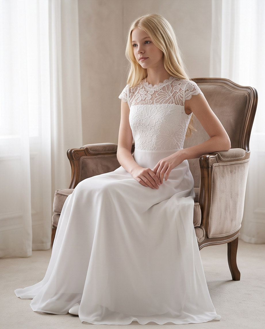 Teen Lace Communion Dress - bodice detail