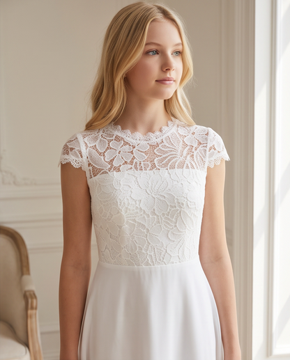 Teen Lace Communion Dress - standing full length
