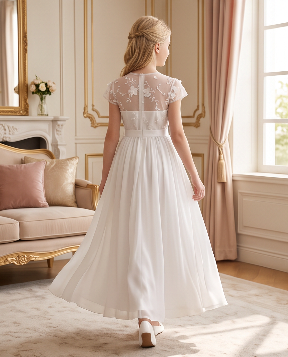 Pearl Garden Communion Dress - bodice detail close up