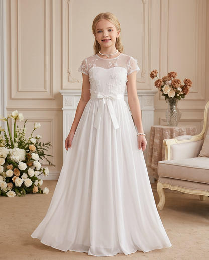 Pearl Garden Communion Dress - bodice appliqué detail