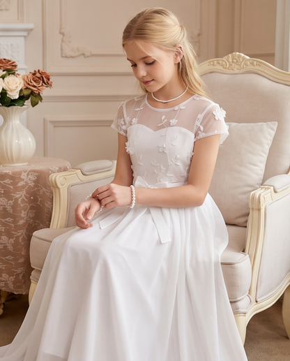 Pearl Garden Communion Dress - full length bright setting