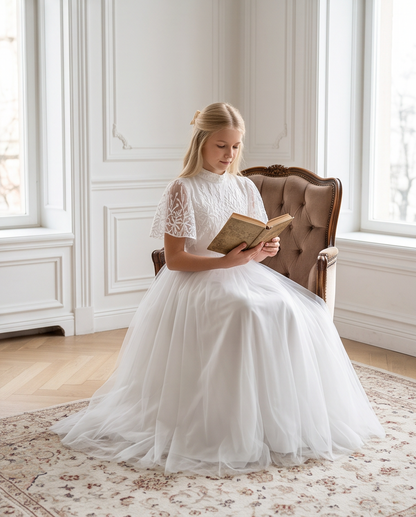 Ivory Blossom Communion Dress - front view