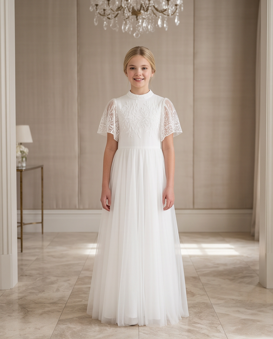 Ivory Blossom Communion Dress - detail