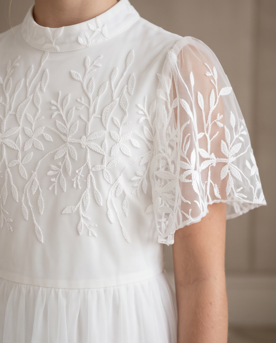 Ivory Blossom Communion Dress - twirling