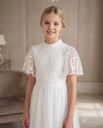 Ivory Blossom Communion Dress - portrait