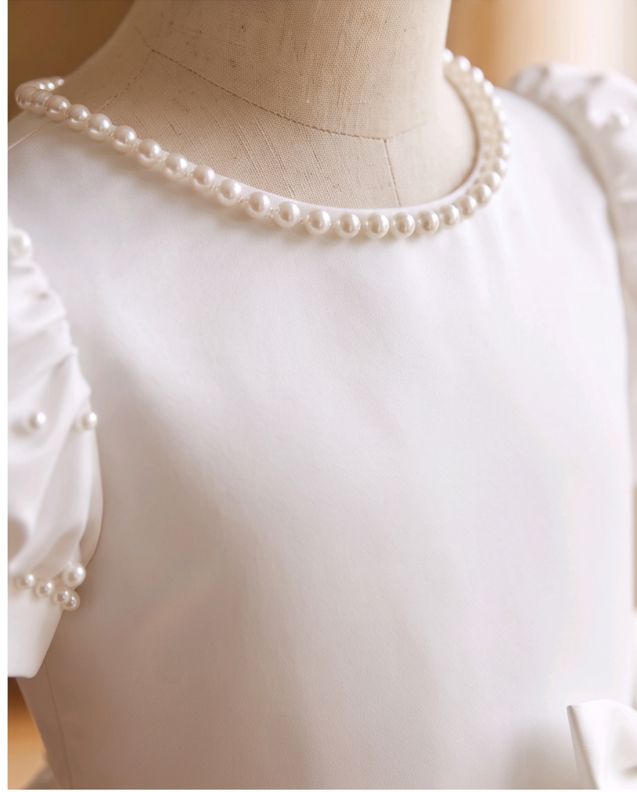 white satin dress worn by a girl