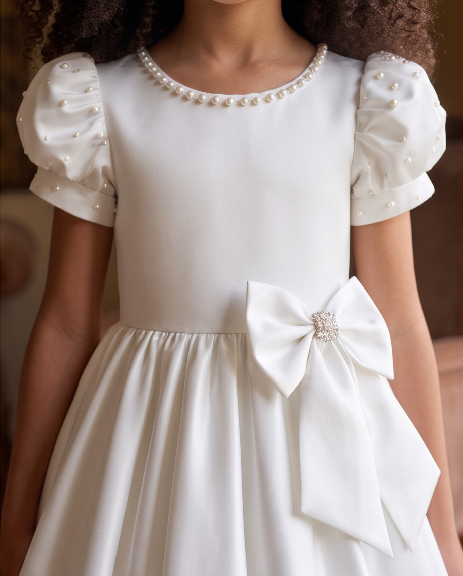 white satin dress worn by a girl