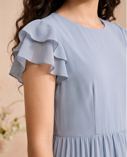 Blue pleated dress