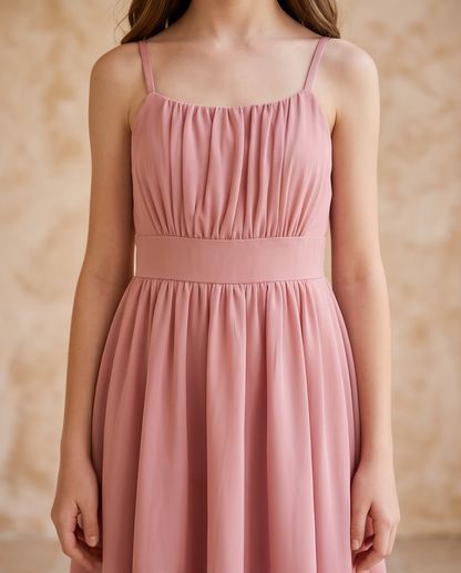 Girl wearing a Dusty Rose Girls' Dress Flower Girl Dress