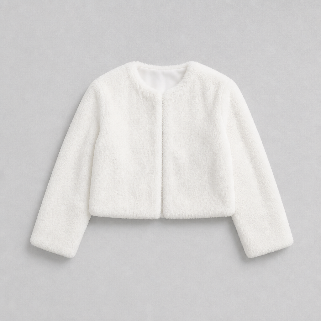 White long-sleeve jacket for girls communion dress
