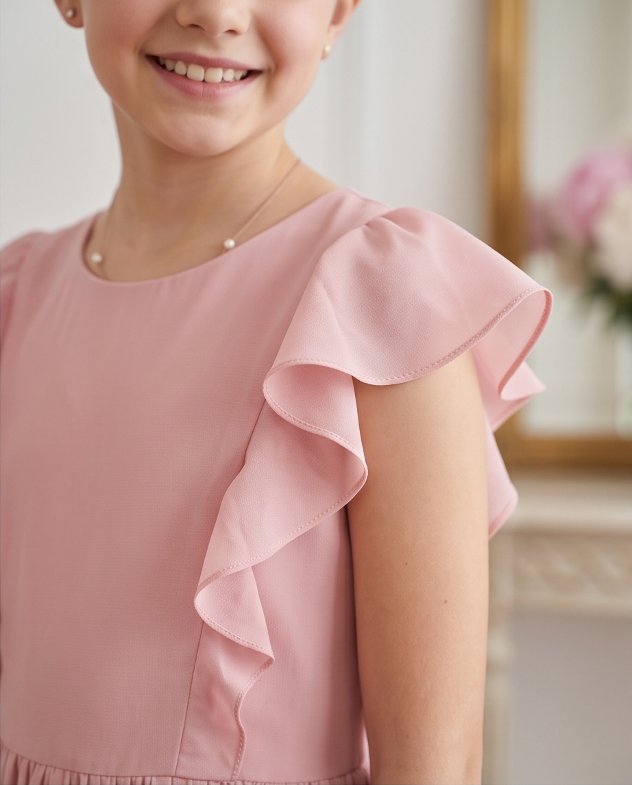 Girls Dusty Pink Ruffle Maxi Dress – Size 10