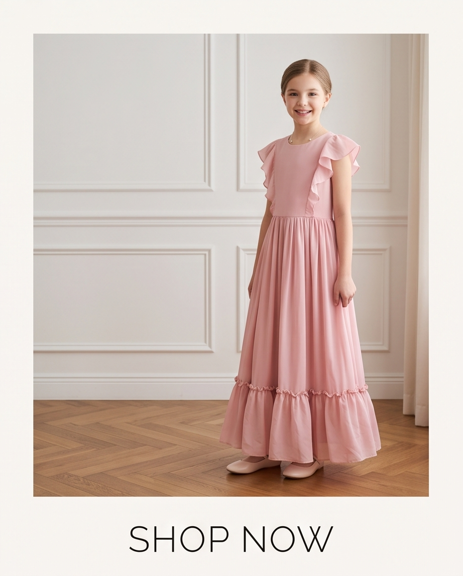 Girls Dusty Pink Ruffle Maxi Dress – Size 10