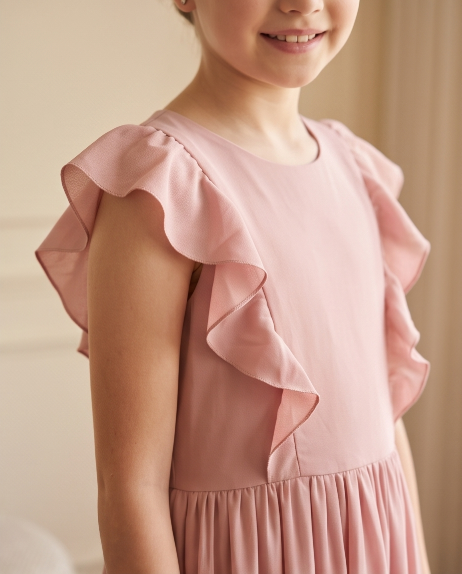 Girls Dusty Pink Ruffle Maxi Dress – Size 10