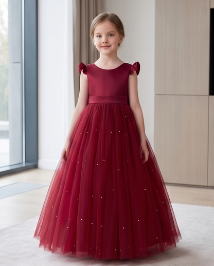 Burgundy dress promotional photograph