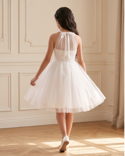 Full length girls white tulle dress