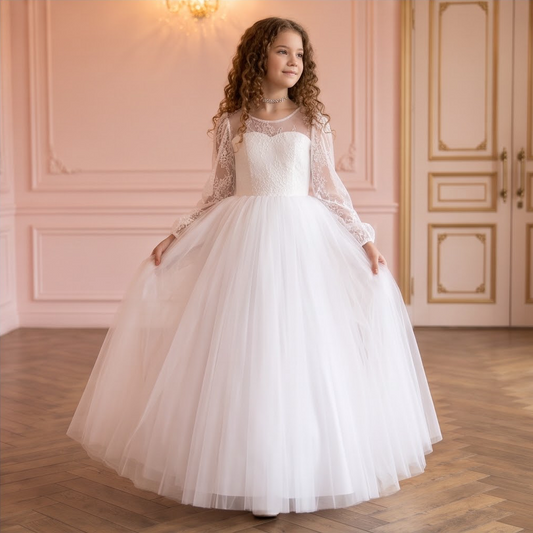 Girl wearing White Princess_Dress_Portrait