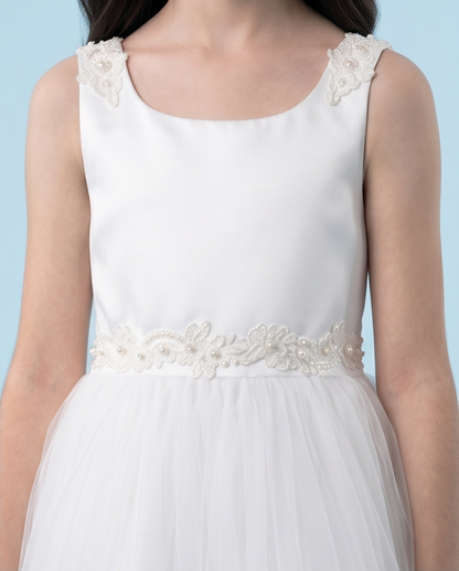 Seraphina White Floral & Tulle Communion Dress