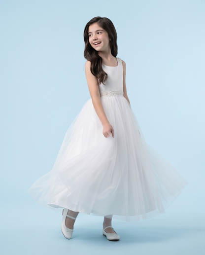 Seraphina White Floral & Tulle Communion Dress