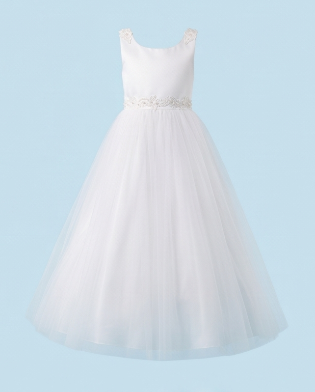 Seraphina White Floral & Tulle Communion Dress