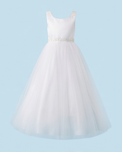 Seraphina White Floral & Tulle Communion Dress