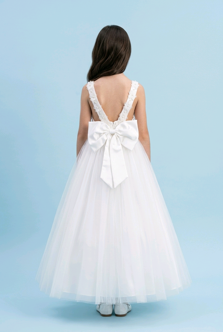 Seraphina White Floral & Tulle Communion Dress