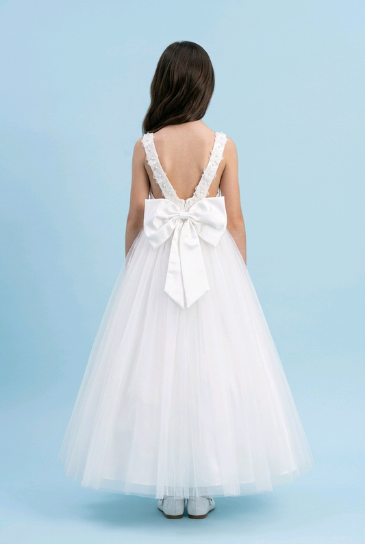 Seraphina White Floral & Tulle Communion Dress
