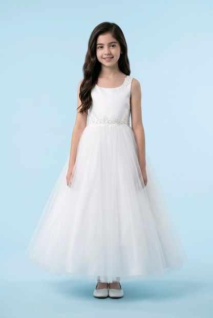 Seraphina White Floral & Tulle Communion Dress