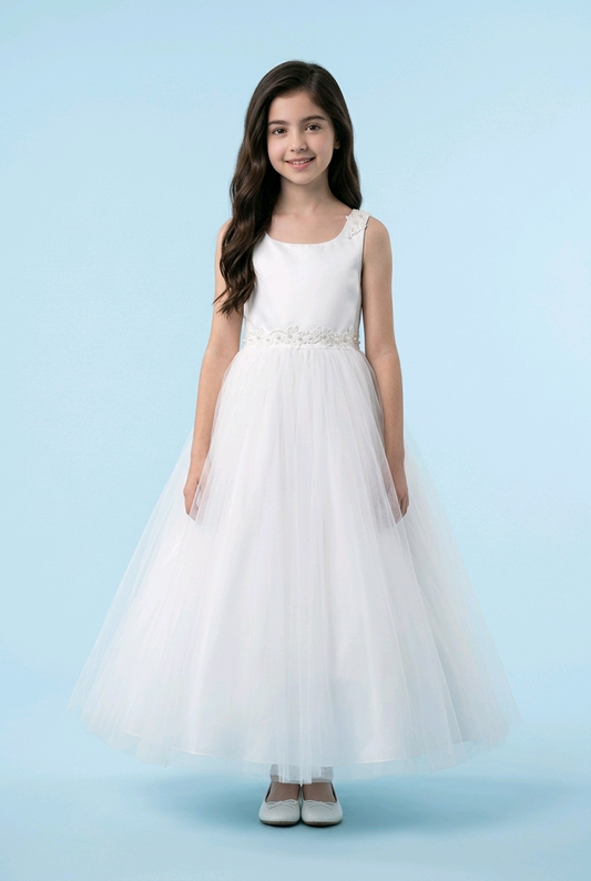Seraphina White Floral & Tulle Communion Dress