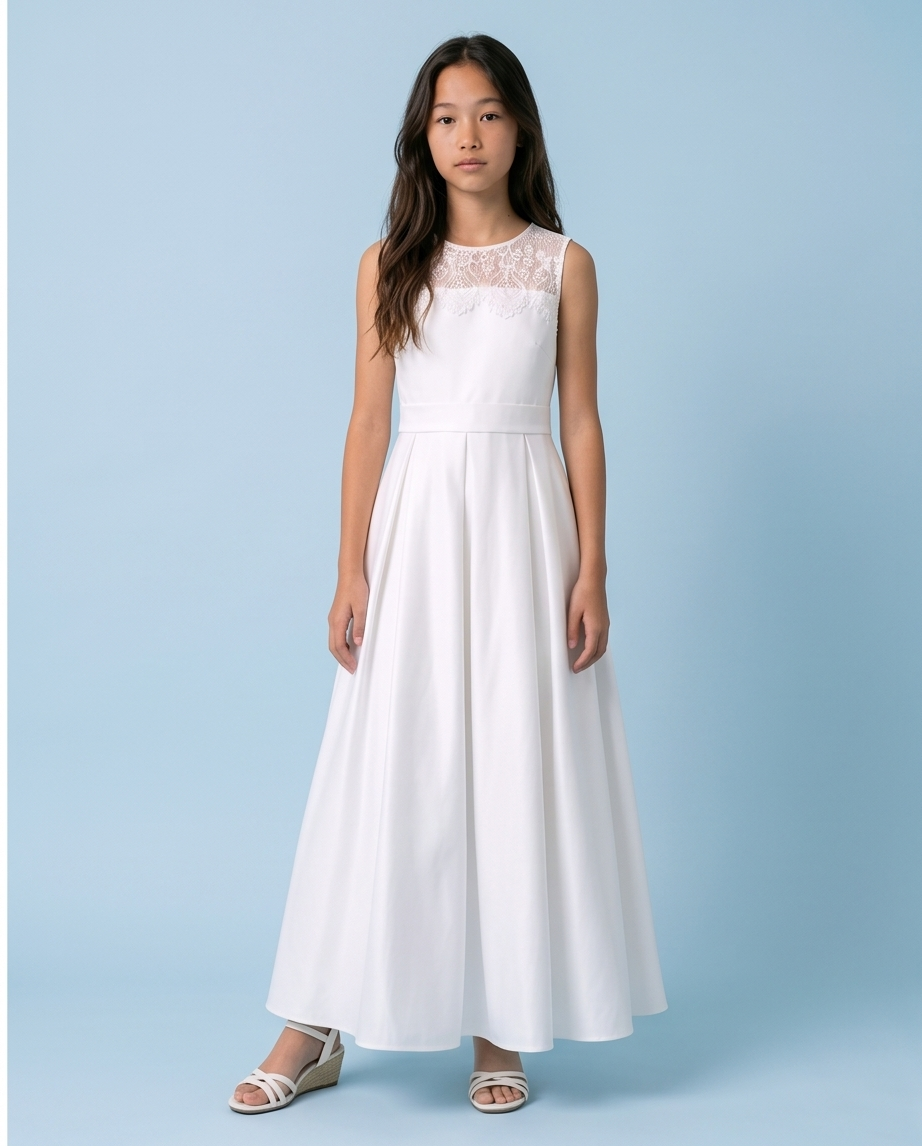 Elodie Ivory Lace & Bow Communion Dress