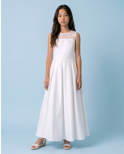 Elodie Ivory Lace & Bow Communion Dress