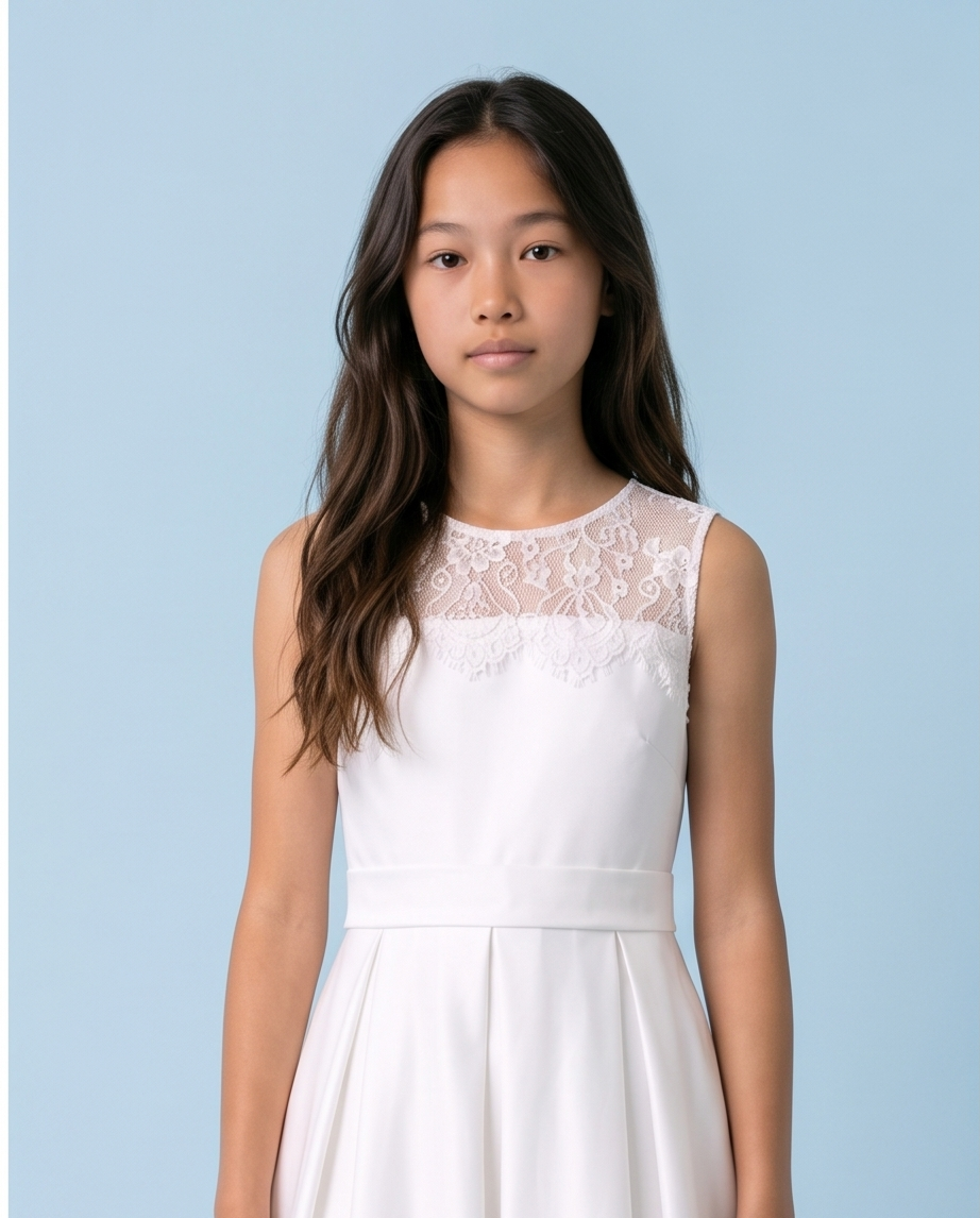 Elodie Ivory Lace & Bow Communion Dress