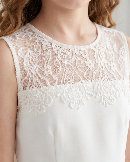 Elodie Ivory Lace & Bow Communion Dress